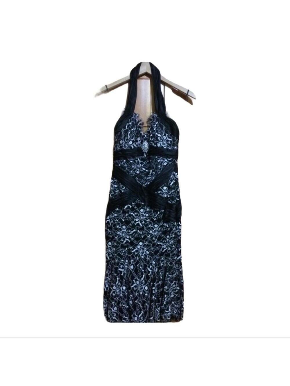 Brand Unk | Women's Black & White Cocktail Party Halter Dress | Size 8 | 0530